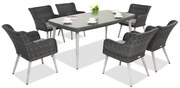 Exclusieve dining tuinset van kunststof rotan Córdoba antraciet voor 6 personen Garden Point