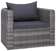 vidaXL Tuinstoel met kussens poly rattan grijs