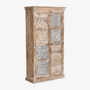 Heb Mangohouten Kledingkast Vintage Wit Hout - Sklum