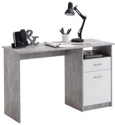 FMD Bureau met 1 lade 123x50x76,5 cm betonkleurig en wit