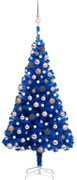 vidaXL Kunstkerstboom met LED's en kerstballen 180 cm PVC blauw