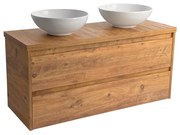 Sanicare Avenza badmeubel 120cm arrano oak met ronde witte waskommen