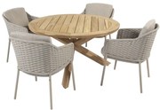 Eros Prado dining tuinset 130 cm rond 5 delig latte teak 4 Seasons Outdoor