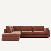 Omvormbare bank met hoek en longchair, fluweel, CÉSAR