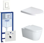 Duravit Starck Me Toiletset - inbouwreservoir - diepspoel - wandcloset - softclose - bedieningsplaat verticaal/horizontaal - wit 0720003/0729205/0293433/0293435/