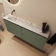 Mondiaz Ture DLux toiletmeubel 120cm army met wastafel glace links zonder kraangat