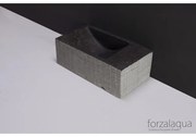 Forzalaqua Venetia fonteinbak 40x22x10cm wasbak Links 1 kraangat rechts Natuursteen Hardsteen gezoet & gefrijnd 8011225