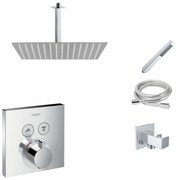 Hansgrohe Shower Select inbouw douchekraan met Mueller Cube 30cm douchekop en plafondarm regendouche chroom