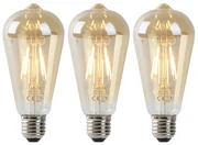 Set van 3 E27 LED lamp met schemerschakelaar / dag-nacht sensoren ST64 goud met schemersensor 4W 400 lm 2200K