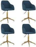 vidaXL Eetkamerstoelen draaibaar 4 st fluweel blauw