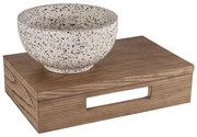 Differnz fonteinset - 40x25x10cm - Rechthoek - 0 kraangaten - zwart/wit terazzo waskom - Hout bruin eiken SW642467 / SW794594