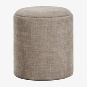 Berkeleni Ronde Gestoffeerde Poef Met Dienblad En Opbergruimte Ø40 Cm & Stof Grijs – Taupe - Sklum