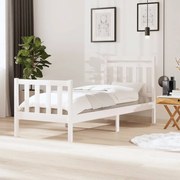 vidaXL Bedframe massief hout wit 75x190 cm 2FT6 Small Single