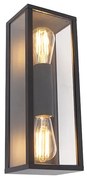 Industriële wandlamp zwart 38 cm 2-lichts IP44 - Charlois