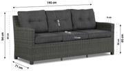 Lounge Tuinbank  3-zits + 2 x bijzettafel met kussen Wicker Grijs-antraciet Domani Furniture Luga lounge  + x bijzettafel met kussen