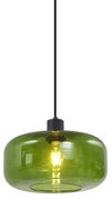 Retro hanglamp zwart met groen glas - Bizle