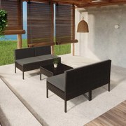 vidaXL 5-delige Loungeset met kussens poly rattan zwart