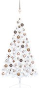 vidaXL Kunstkerstboom met LED's en kerstballen half 120 cm wit