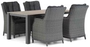 Tuinset 4 personen 180 cm Wicker Grijs Garden Collections Buckingham/Valley