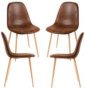 Pak 4 Teok Kunstlederen Stoelen