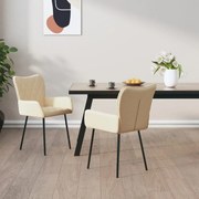 vidaXL Eetkamerstoelen 2 st stof crèmekleurig