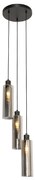 Moderne hanglamp zwart met smoke glas 3-lichts - Stavelot Modern E27 rond Binnenverlichting Lamp