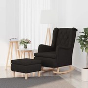 vidaXL Fauteuil met schommelpoten en voetenbank stof zwart