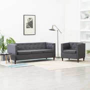 vidaXL Bankstel Chesterfield-stijl stoffen bekleding donkergrijs 2-delig