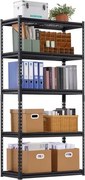 VEVOR Opslagstelling, 907 kg, 5-laags zware garagestelling, 406,4 x 914,4 x 1828,8 mm, verstelbare stelling, industriële stelling, praktische stelling, kelderstelling voor keuken, magazijn, kelder, zwart