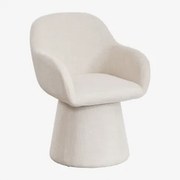 Set Van 2 Draaibare Eetkamerstoelen Met Armleuningen Gestoffeerd Erica Stof Crème Beige - Sklum