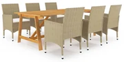 vidaXL 7-delige Tuinset beige