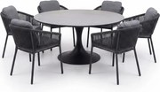 Flair Joshua dining tuinset 158xH75 cm 7 delig antraciet keramiek