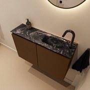 Mondiaz Ture DLux toiletmeubel 80cm rust met wastafel lava rechts met kraangat