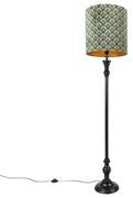 Stoffen Klassieke vloerlamp zwart met kap pauw dessin 40 cm - Classico Klassiek / Antiek E27 Binnenverlichting Lamp