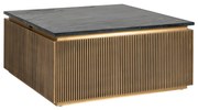 Richmond Interiors Ironville Vierkante Salontafel Goud Met Marmer - 90 X 90cm.