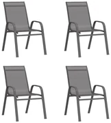 vidaXL Tuinstoelen stapelbaar 4 st textileen stof grijs