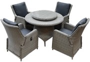 Bilbao Riccione dining tuinset 110 cm rond 6-delig grijs verstelbaar