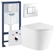 QeramiQ Dely Toiletset - Grohe inbouwreservoir - witte bedieningsplaat - toilet - zitting - glans wit 0720003/0729205/sw543431/