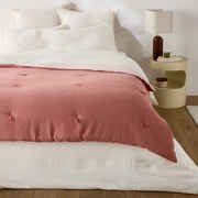 Gewatteerd effen/gestreept dekbed van katoen/linnenmix, BOISSEAU