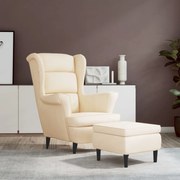 vidaXL Fauteuil met voetenbank fluweel crèmekleurig