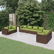 vidaXL 8-delige Loungeset met kussens poly rattan bruin