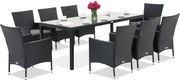 Milan/Grenada 8 technorattan tuinmeubelen met grote Garden Point tafel antraciet