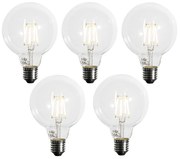 Set van 5 E27 dimbare LED lamp G95 5W 450 lm 3000K