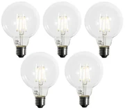 Set van 5 E27 dimbare LED lamp G95 5W 450 lm 3000K