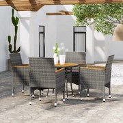 vidaXL 5-delige Tuinset poly rattan grijs