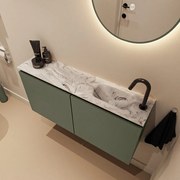 Mondiaz Ture DLux toiletmeubel 100cm army met wastafel glace rechts met kraangat