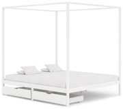 vidaXL Hemelbedframe met 2 lades massief grenenhout wit 180x200 cm