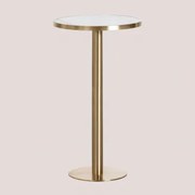 Ronde Hoge Bartafel Ø60 Cm In Manhattan Gres Wit & Goud Champagne - Sklum
