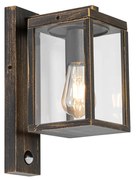 Buiten wandlantaarn antiek goud met bewegingssensor IP44 - Charlois Industriele / Industrie / Industrial, Klassiek / Antiek E27 IP44 Buitenverlichting