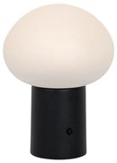 Tafellamp mushroom zwart incl. LED oplaadbaar - Louise
